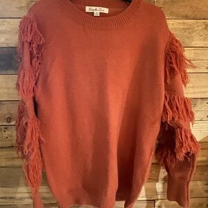 Vine & Love Terracotta Fringed Sweater